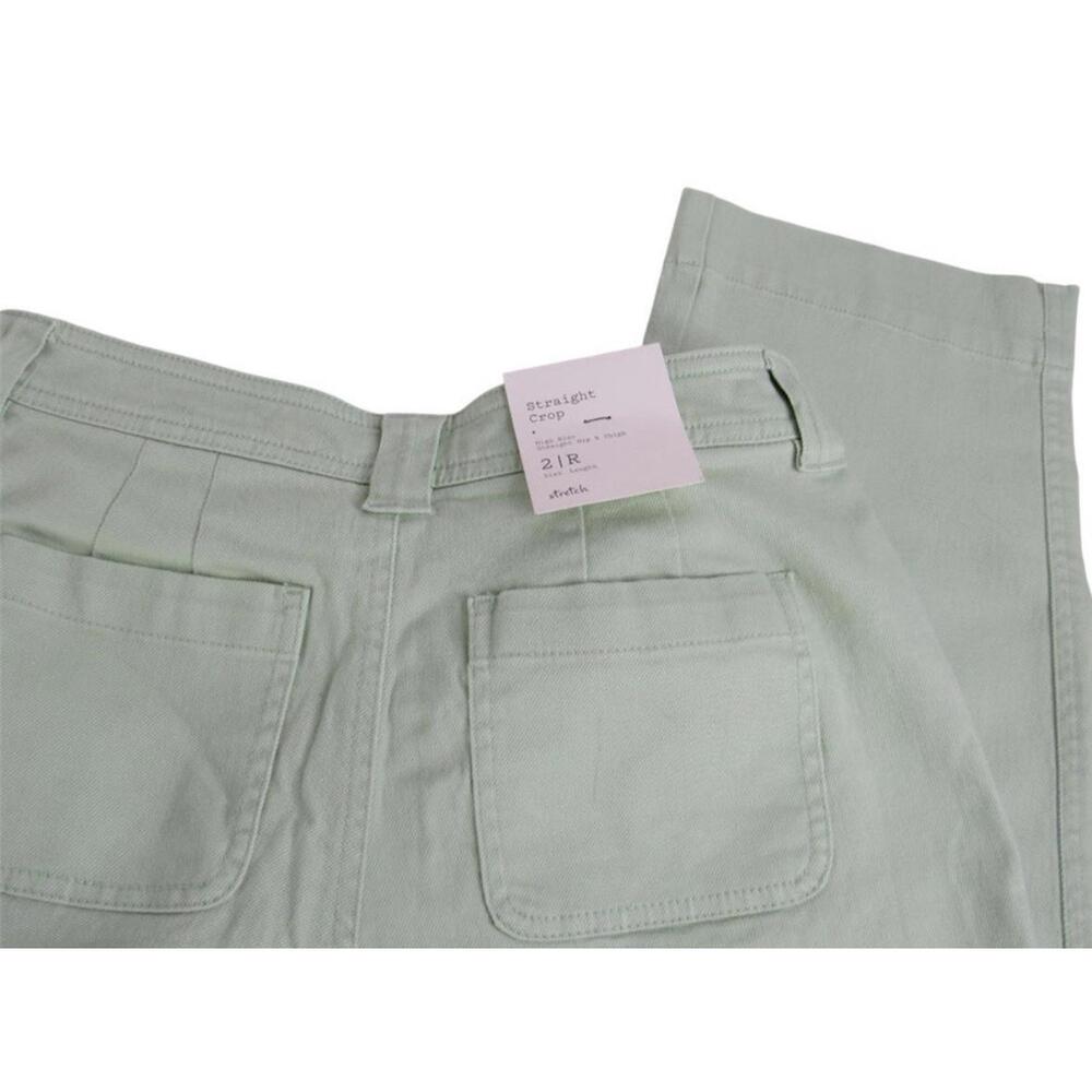 A New Day Womens Pants Green High Rise Straight Crop Stretch Classic Size 2R NWT - Picture 6 of 7